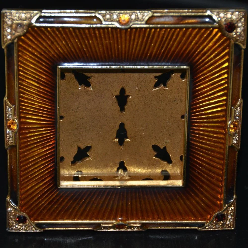 RARE JAY STRONGWATER FALL AUTUMN ALDEN SUNBURST ART DECO CRYSTAL ENAMEL FRAME